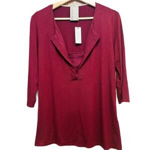 Anthropologie Dolan Left Coast Collection Womens 3/4 Sleeve Shirt Burgundy Sz M